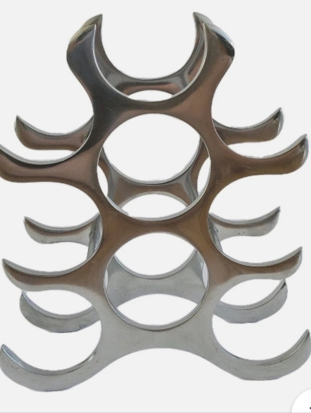 -  MCM Designer Polished Aluminum Art Deco Bottle Holder Rack